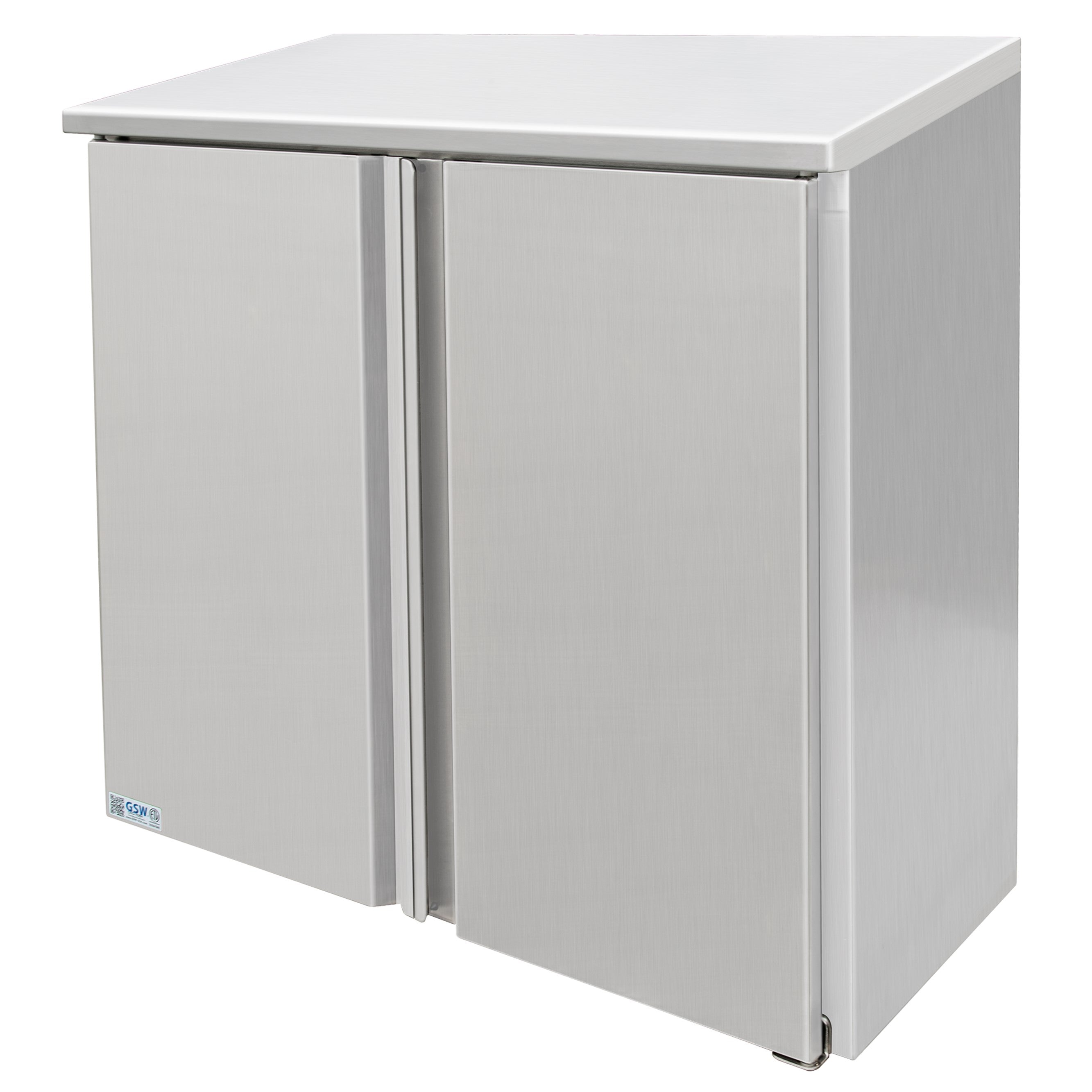 GSW 72" x 15" Stainless Steel Sloped Top Wall Cabinet - Hinged Doors