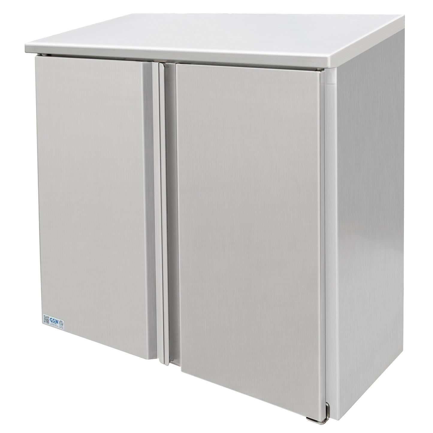 GSW 72" x 15" Stainless Steel Sloped Top Wall Cabinet - Hinged Doors