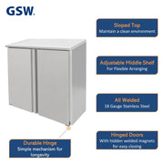 GSW 48" x 15" Stainless Steel Sloped Top Wall Cabinet - Hinged Doors