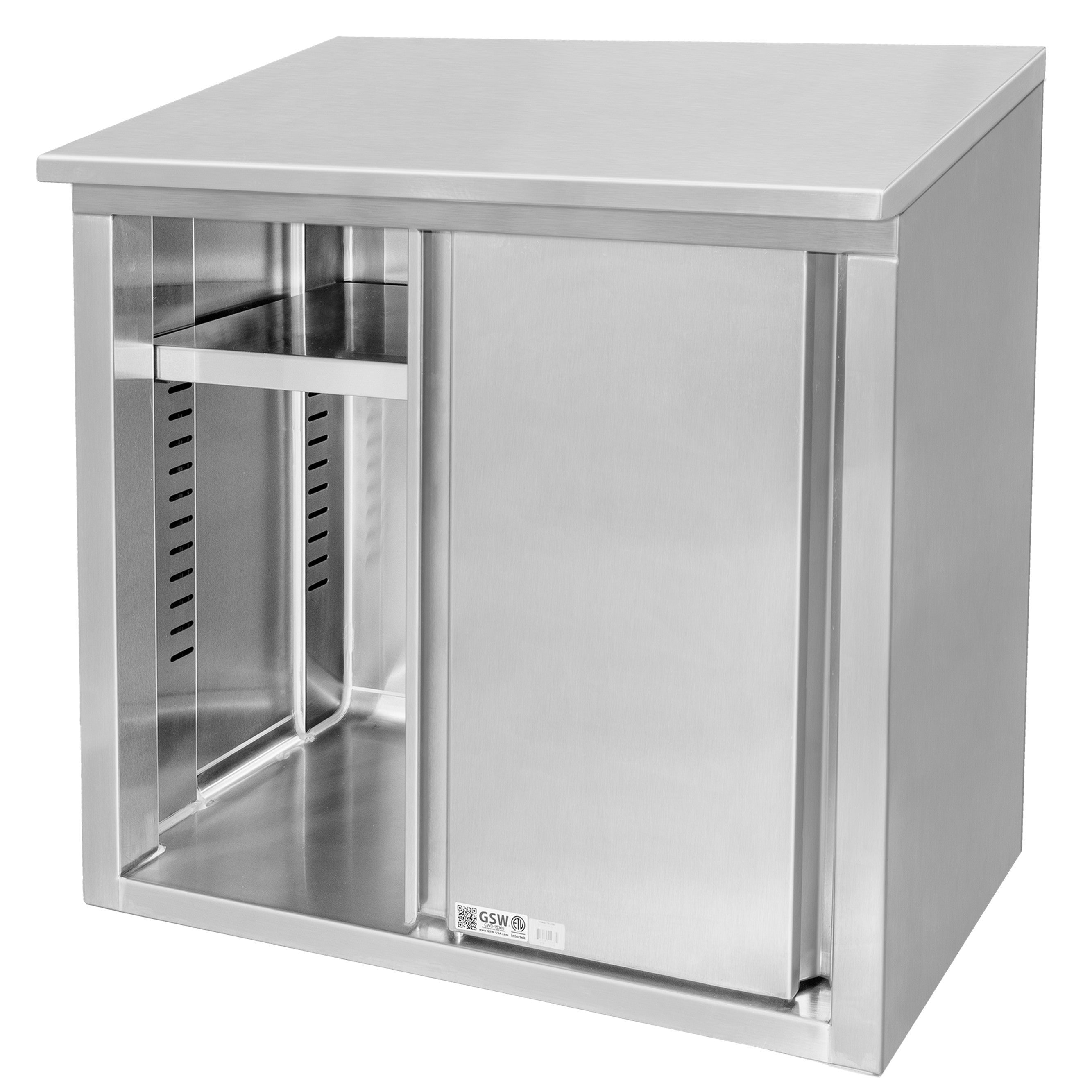 GSW 72" x 15" Stainless Steel Sloped Top Wall Cabinet - Sliding Doors