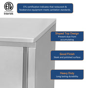 GSW 48" x 15" Stainless Steel Sloped Top Wall Cabinet - Sliding Doors