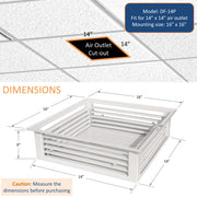 GSW 14” White Powder Coated 4-Way Adjustable Air Diffuser for Evaporative Swamp Cooler, 16” Mounting Edge (14"x14"x6")