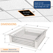 GSW 16” White Powder Coated 4-Way Adjustable Air Diffuser for Evaporative Swamp Cooler, 18” Mounting Edge (16"x16"x6")
