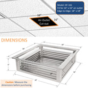 GSW 16” Stainless Steel 4-Way Adjustable Air Diffuser for Evaporative Swamp Cooler, 18” Mounting Edge (16"x16"x6")