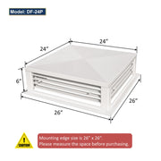 GSW 24” White Powder Coated 4-Way Adjustable Air Diffuser for Evaporative Swamp Cooler, 26” x 26" Mounting Edge (24"x24"x6")