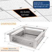 GSW 24” Stainless Steel 4-Way Adjustable Air Diffuser for Evaporative Swamp Cooler, 26” Mounting Edge (24"x24"x6")