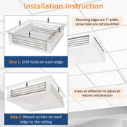 GSW 14” White Powder Coated 4-Way Adjustable Air Diffuser for Evaporative Swamp Cooler, 16” Mounting Edge (14"x14"x6")