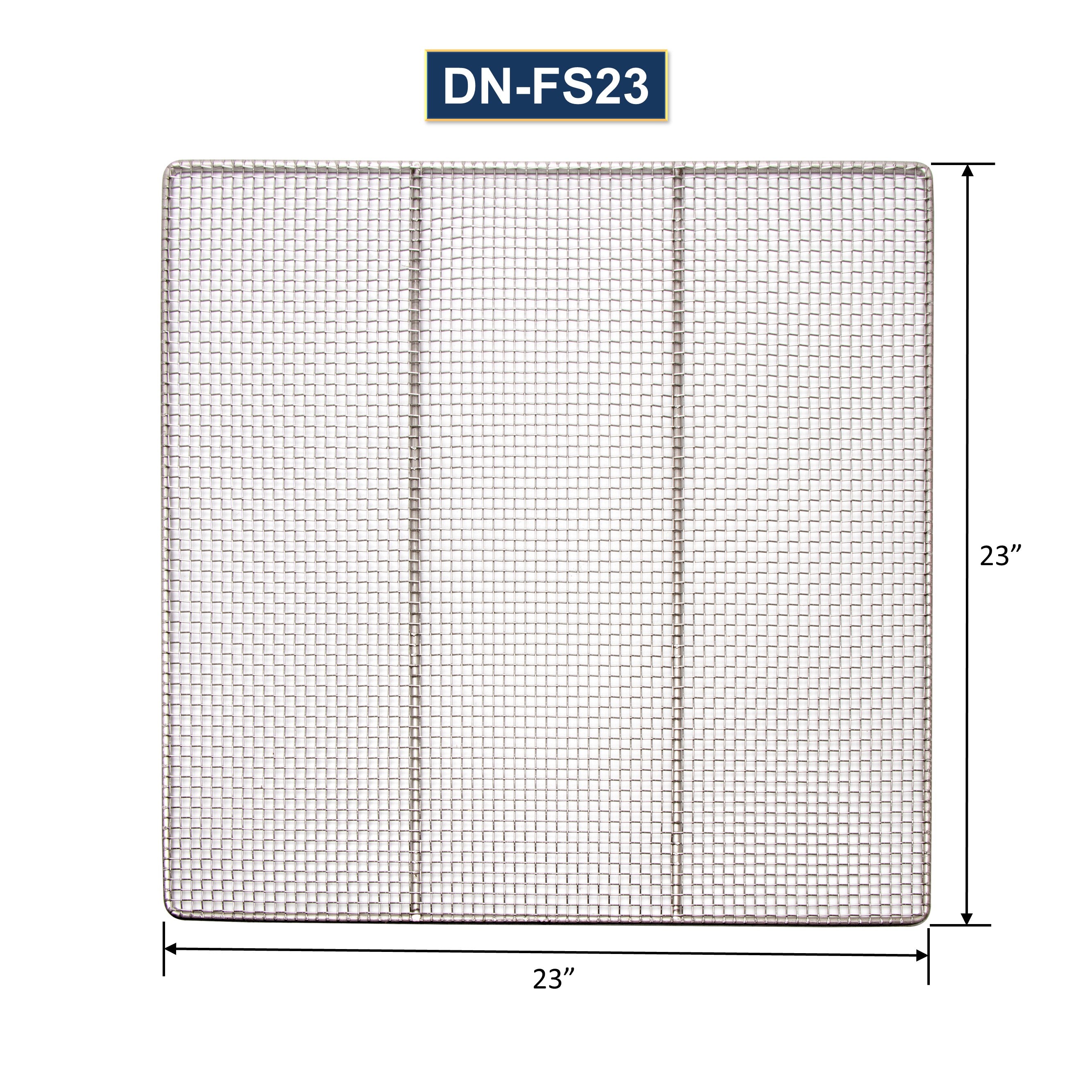 GSW 23" x 23" DN-FS23 Heavy Duty 19 Gauge 4-mesh Stainless Steel Woven Mesh Donut Frying Screen, 1/4"D Outer Frame and Support Rods