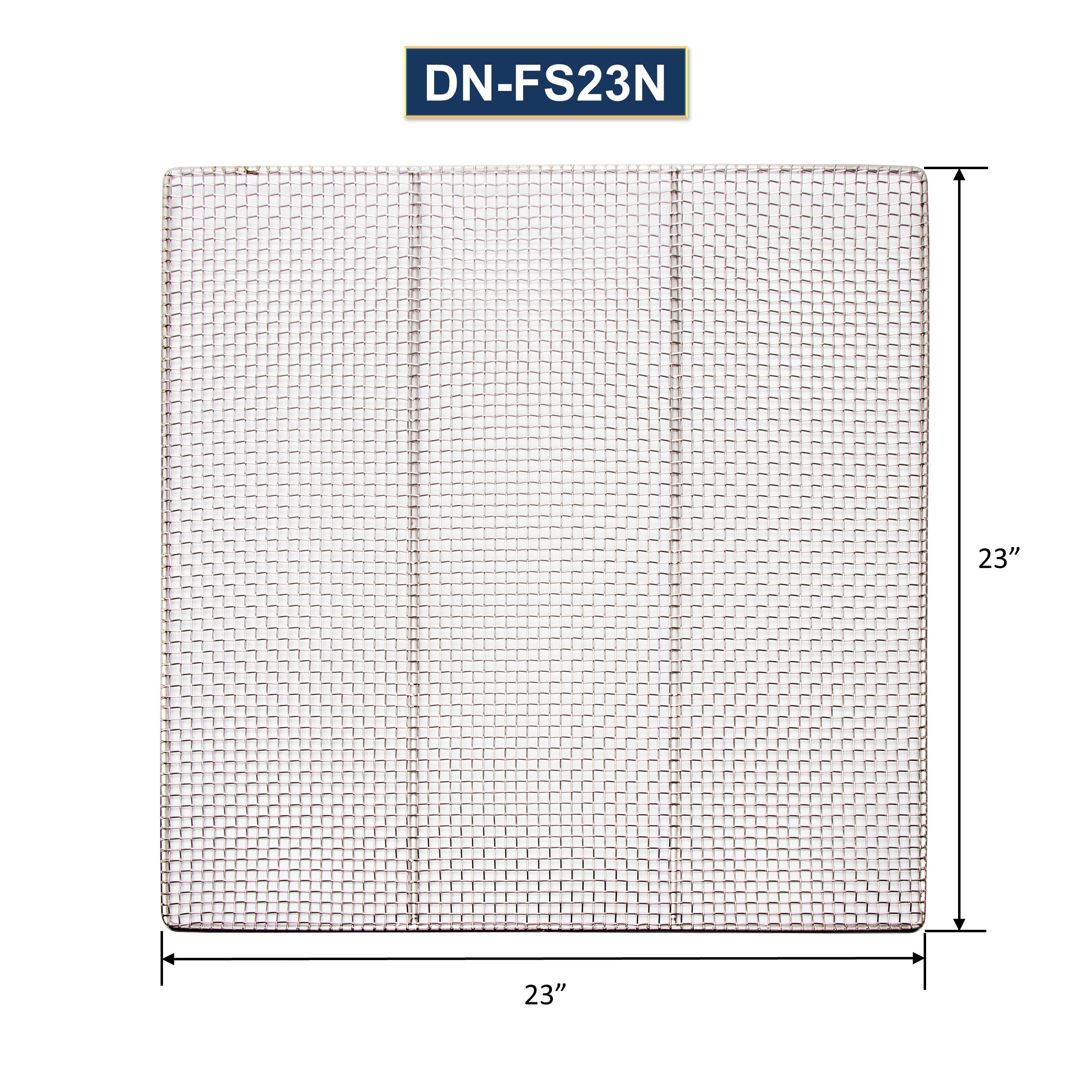 GSW 23" x 23" DN-FS23N Heavy Duty 16 Gauge 3-mesh Stainless Steel Woven Mesh Donut Frying Screen, 1/4"D Outer Frame and Support Rods