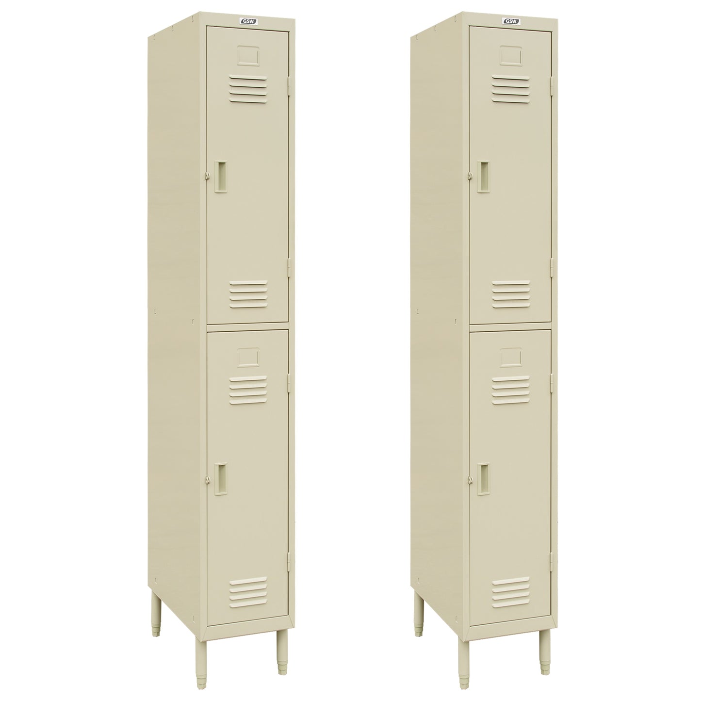 GSW EL-2DR Steel 2 Door Employee Storage Locker Stand for Home, Office, Gym, Garage, Restaurant, School, 12” x 20” x 77”