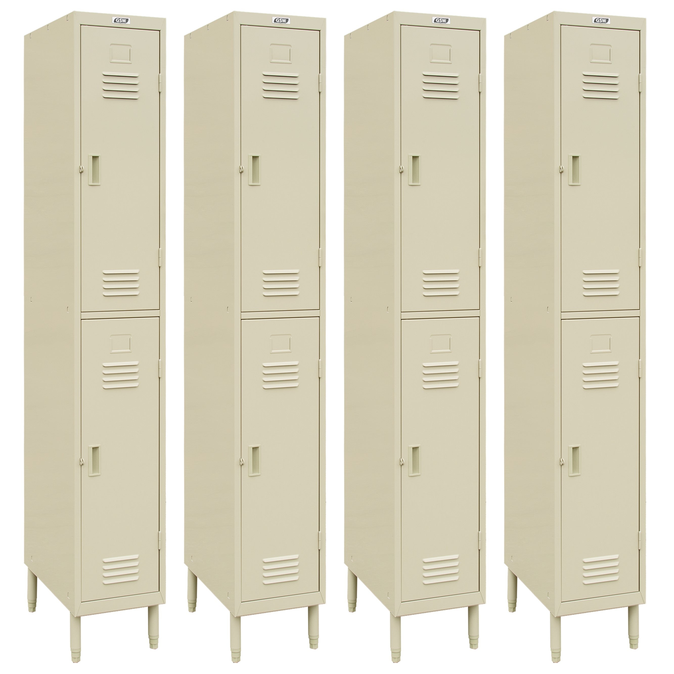 GSW EL-2DR Steel 2 Door Employee Storage Locker Stand for Home, Office, Gym, Garage, Restaurant, School, 12” x 20” x 77”