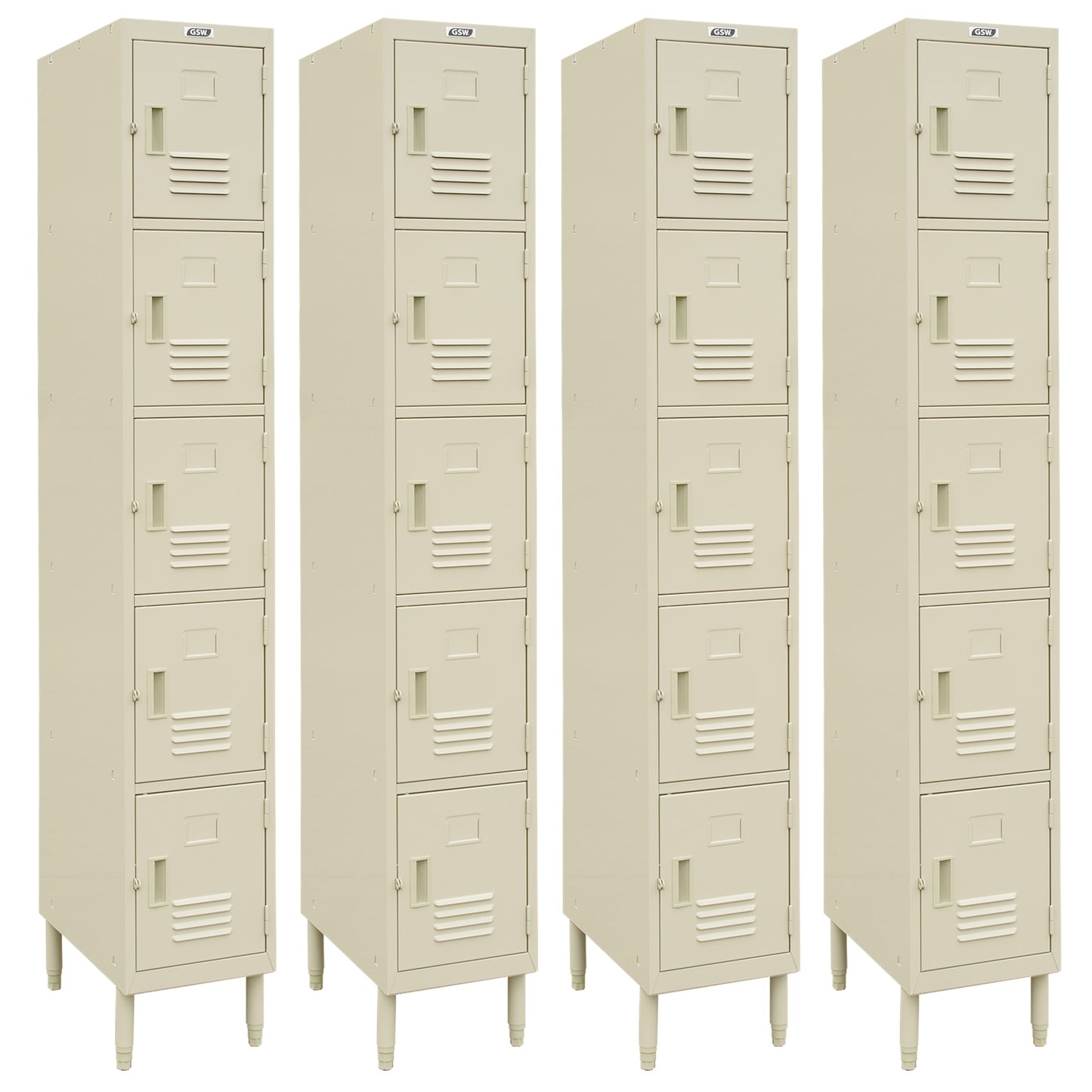 GSW EL-5DR Premium Steel 5 Door Employee Storage Stand Locker for Home, Office, Gym, Garage, Restaurant, School, 12” x 20” x 77”