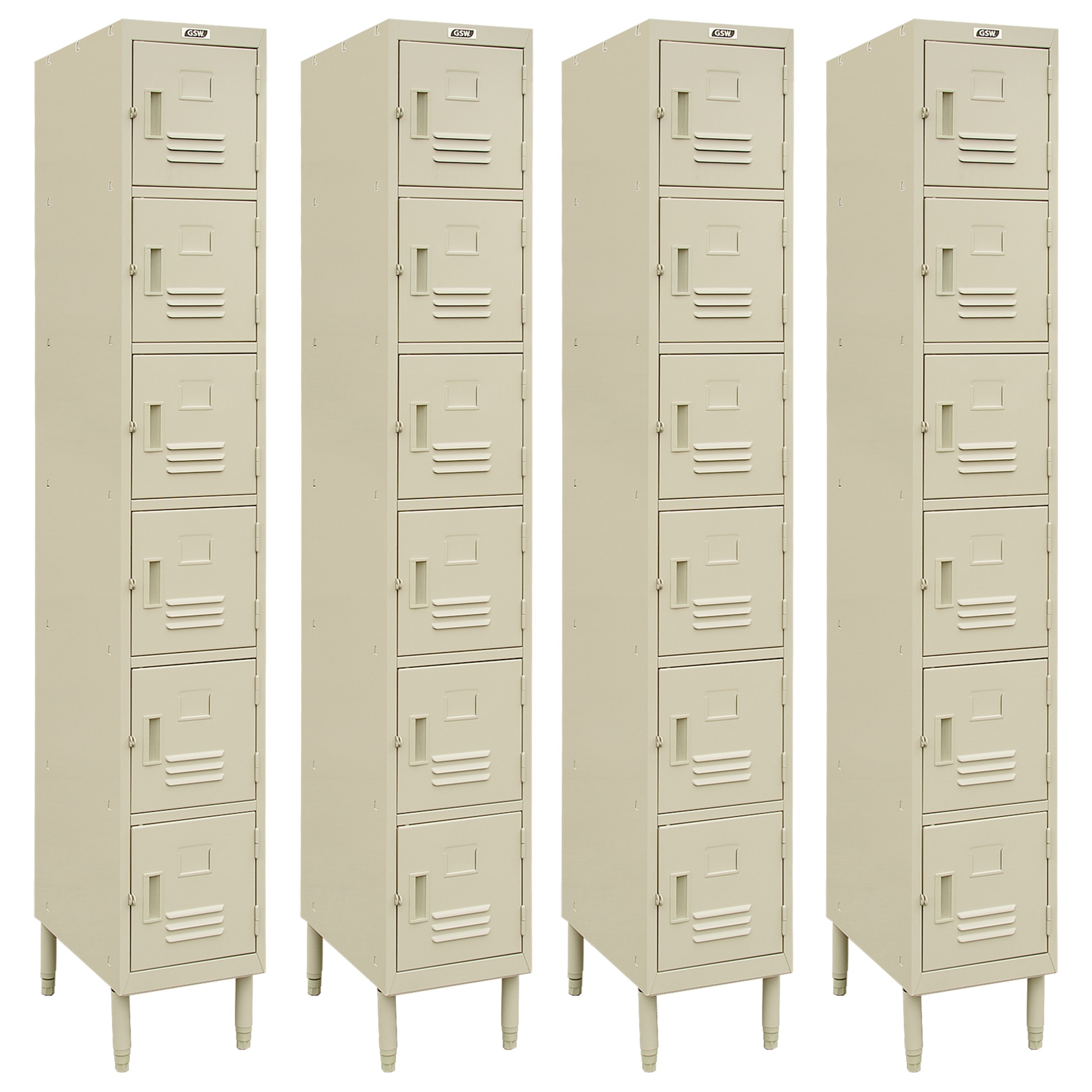 GSW EL-6DR Premium Steel 6 Door Employee Storage Locker Stand for Home, Office, Gym, Garage, Restaurant, School, 12” x 20” x 77”