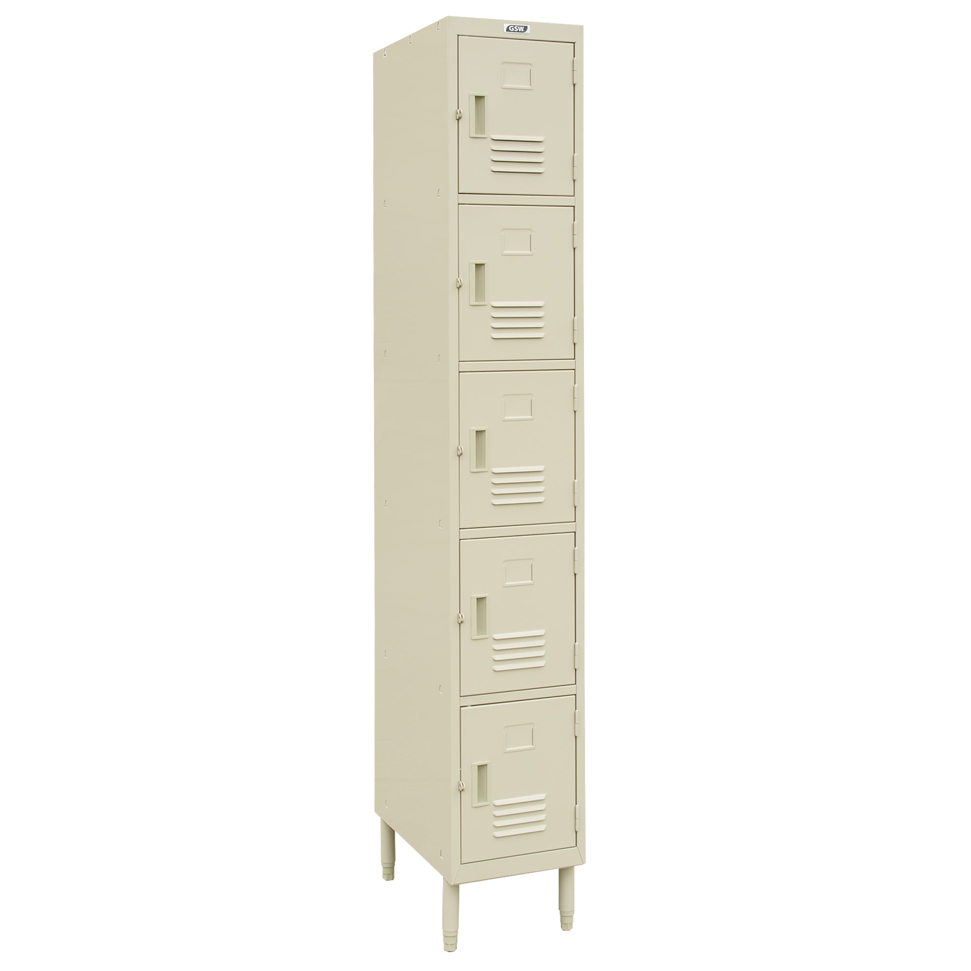 GSW EL-5DR Premium Steel 5 Door Employee Storage Stand Locker for Home, Office, Gym, Garage, Restaurant, School, 12” x 20” x 77”