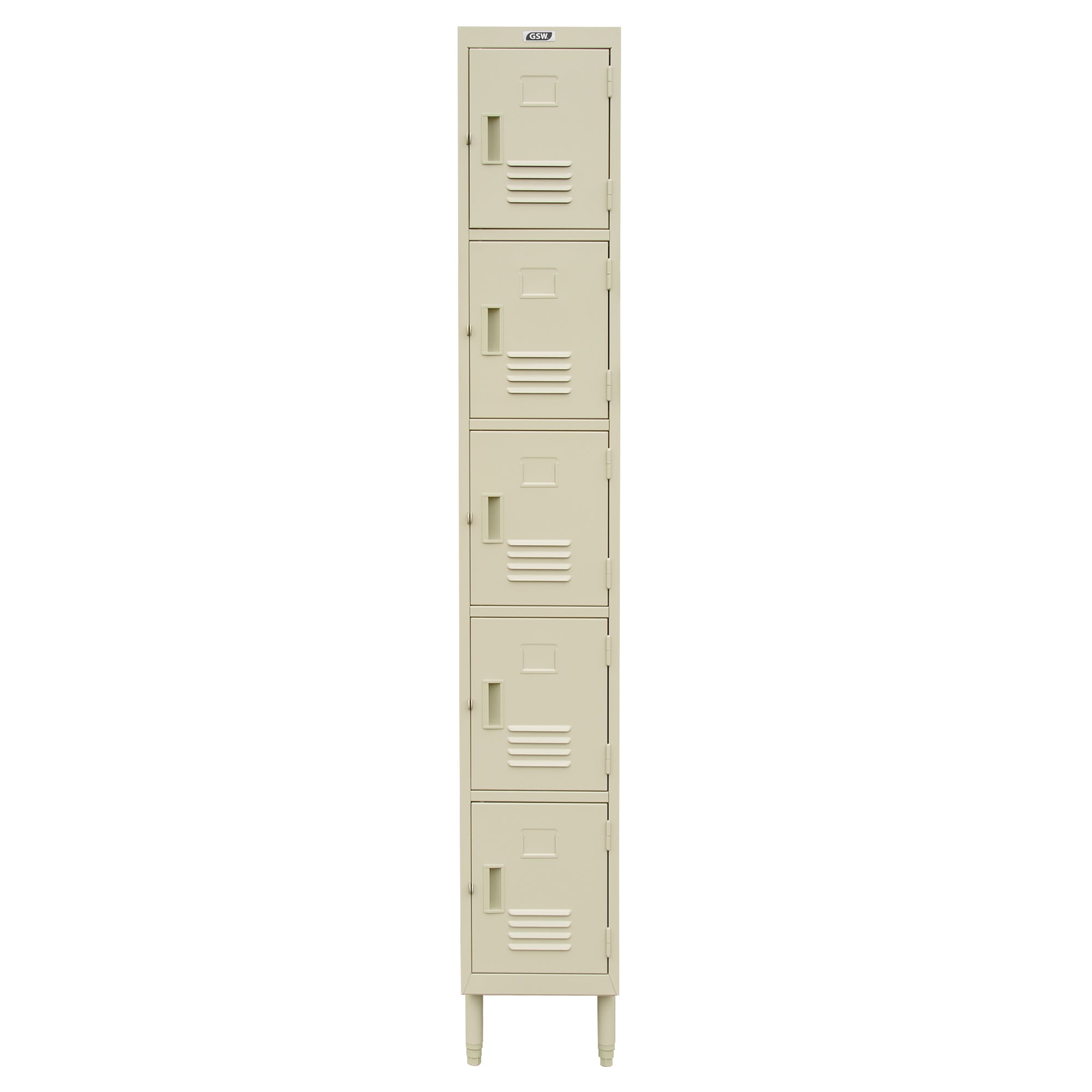 GSW ELS-5DR Premium Steel 5 Door Employee Storage Stand Locker for Home, Office, Gym, Garage, Restaurant, School, 12” x 16” x 77”