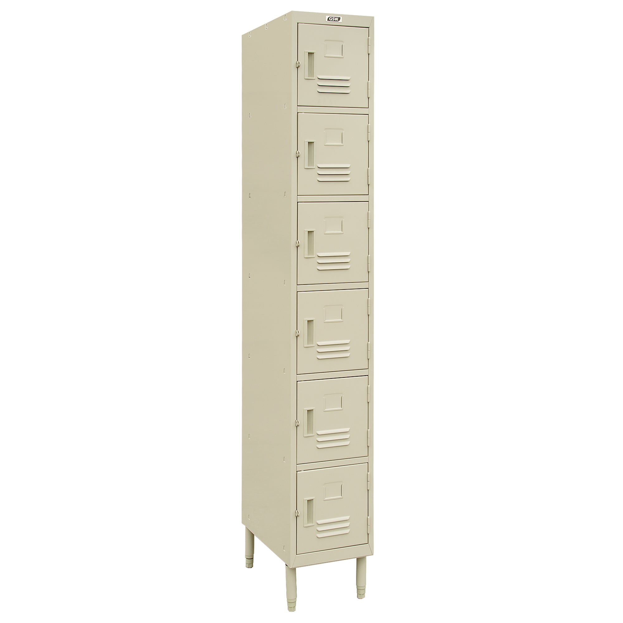 GSW ELS-6DR Premium Steel 6 Door Employee Storage Stand Locker for Home, Office, Gym, Garage, Restaurant, School, 12” x 16” x 77”