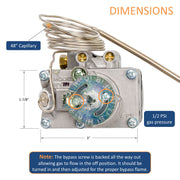 Robertshaw FDTH-1-04-48 Gas Oven Thermostat for 46-1076 Baker Pride M1005X Lincoln 369006, 48" Capillary