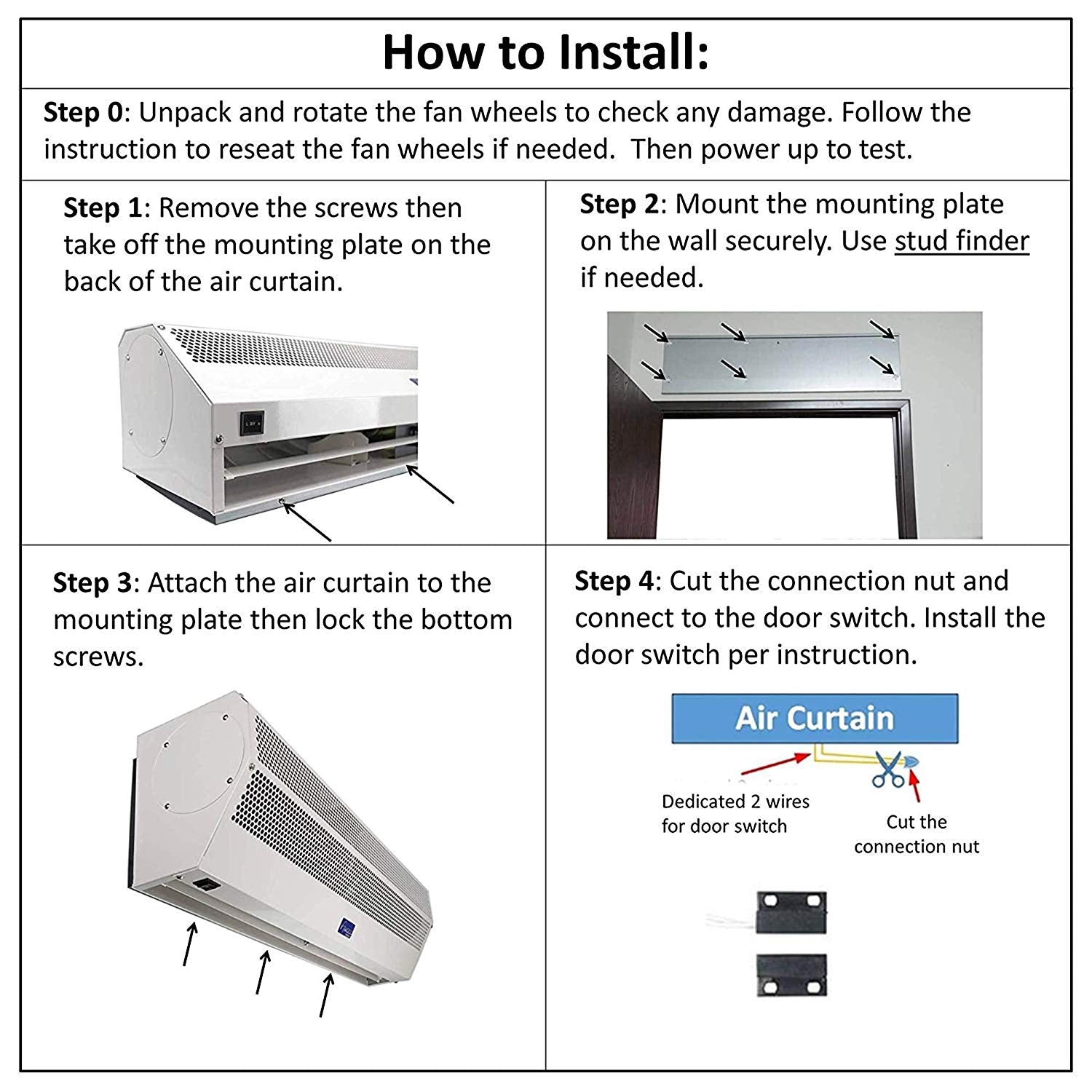 [Refurbished] Awoco FM1518-M 72” Super Power 2 Speeds Indoor Air Curtain, UL Certified, 120V Unheated With An Easy-Install Magnetic Switch