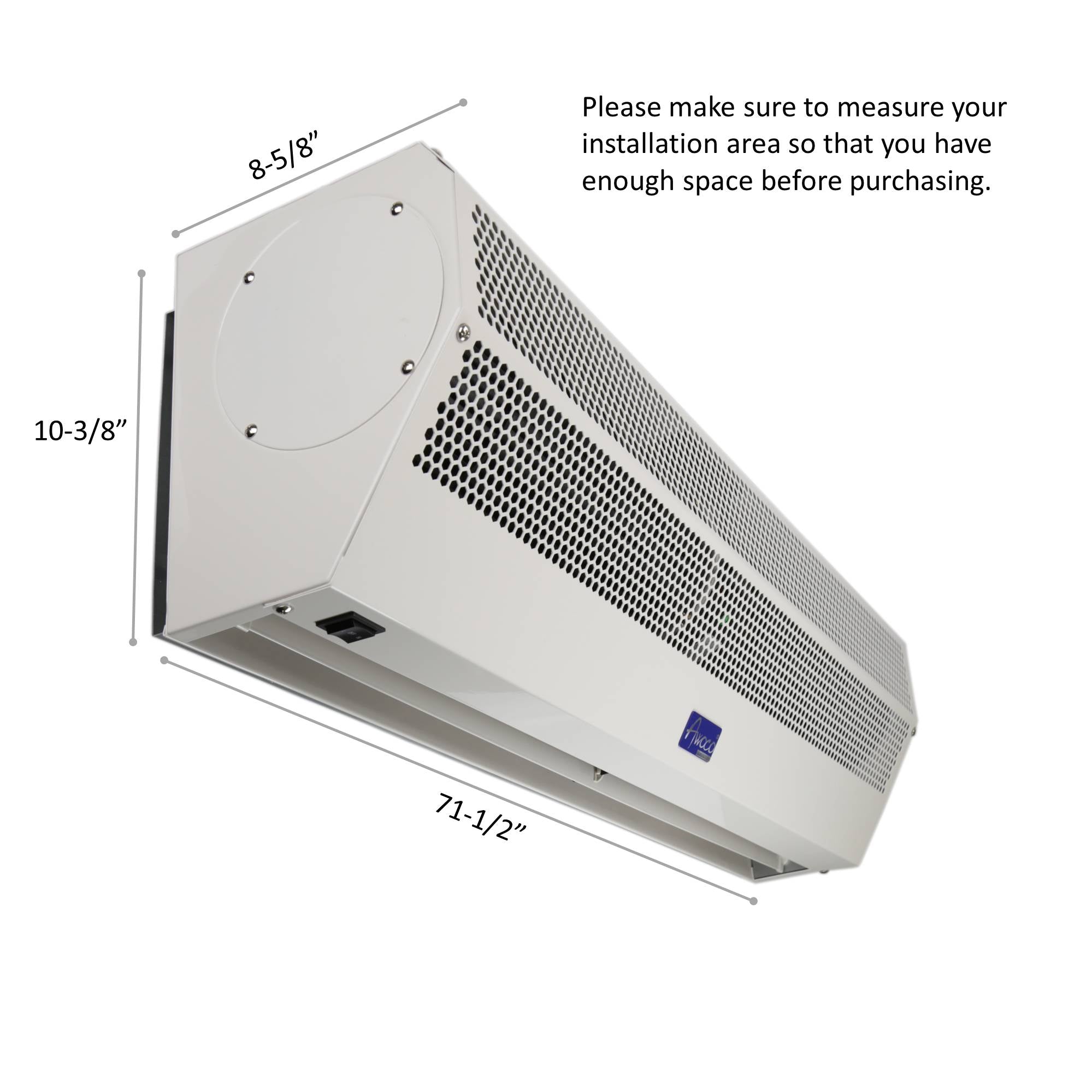 [Refurbished] Awoco FM1518-M 72” Super Power 2 Speeds Indoor Air Curtain, UL Certified, 120V Unheated With An Easy-Install Magnetic Switch