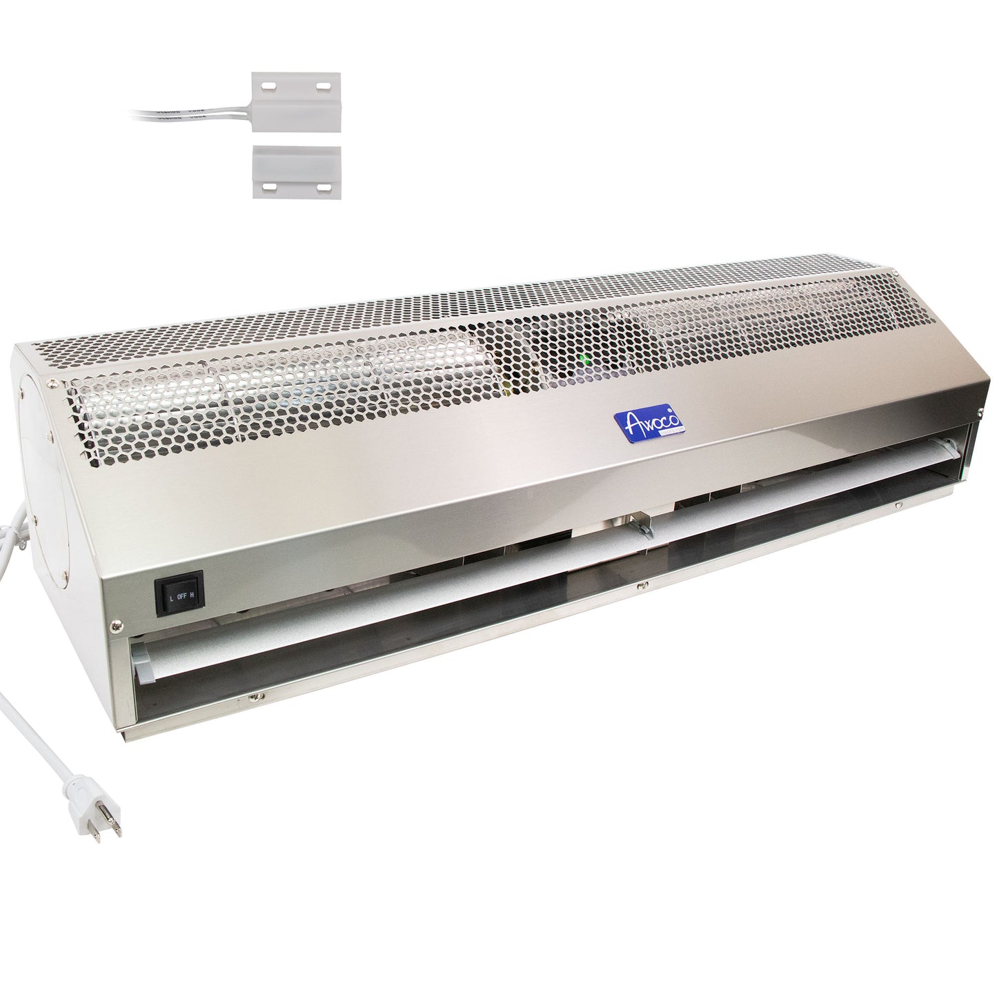 Awoco Stainless Steel Super Power 2 Speeds Commercial Indoor Air Curtain, 120V Unheated with an Easy-Install Magnetic Door Switch