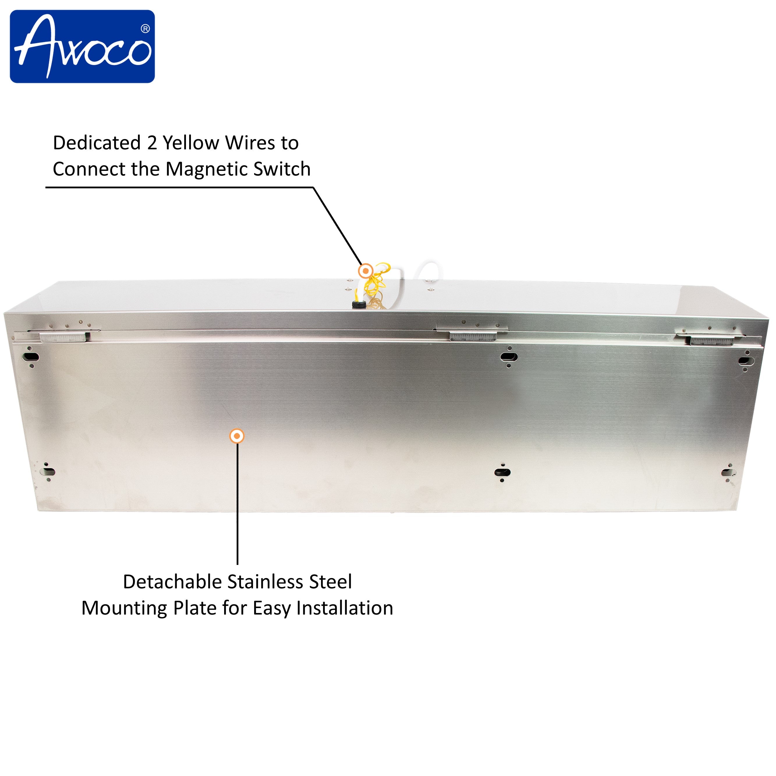 Awoco Stainless Steel Super Power 2 Speeds Commercial Indoor Air Curtain, 120V Unheated with an Easy-Install Magnetic Door Switch