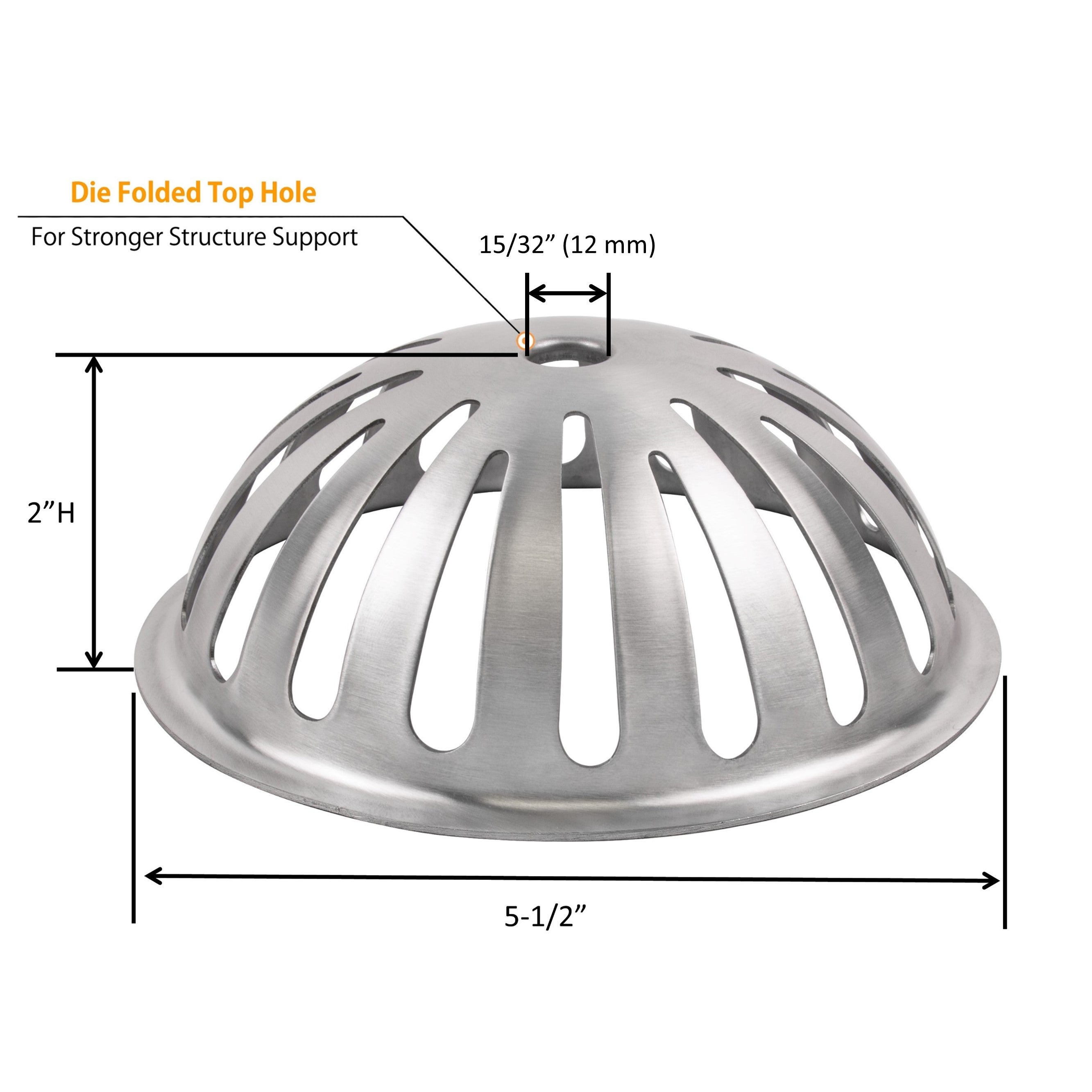 Leyso FS-SSS Type 304 Stainless Steel Heavy Duty Dome Strainer for 12" Floor Sink. 5-1/2" Diameter