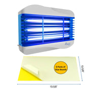[Refurbished] Awoco FT-3W45-LED 15W 100V-240V Wall Mount Sticky Fly Trap Lamp with 3 LED UV Lights for Capturing Flies, Mosquitoes, Moths and Flying Insects (Fly Trap + 6 Glue Boards)