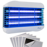 [Refurbished] Awoco FT-3W45-LED 15W 100V-240V Wall Mount Sticky Fly Trap Lamp with 3 LED UV Lights for Capturing Flies, Mosquitoes, Moths and Flying Insects (Fly Trap + 6 Glue Boards)