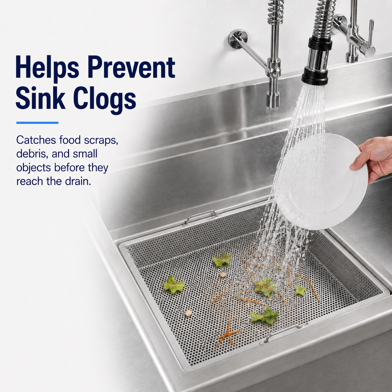 GSW 20 x 20 in Stainless Steel Drop-In Compartment Sink Drain Basket - ETL Certified