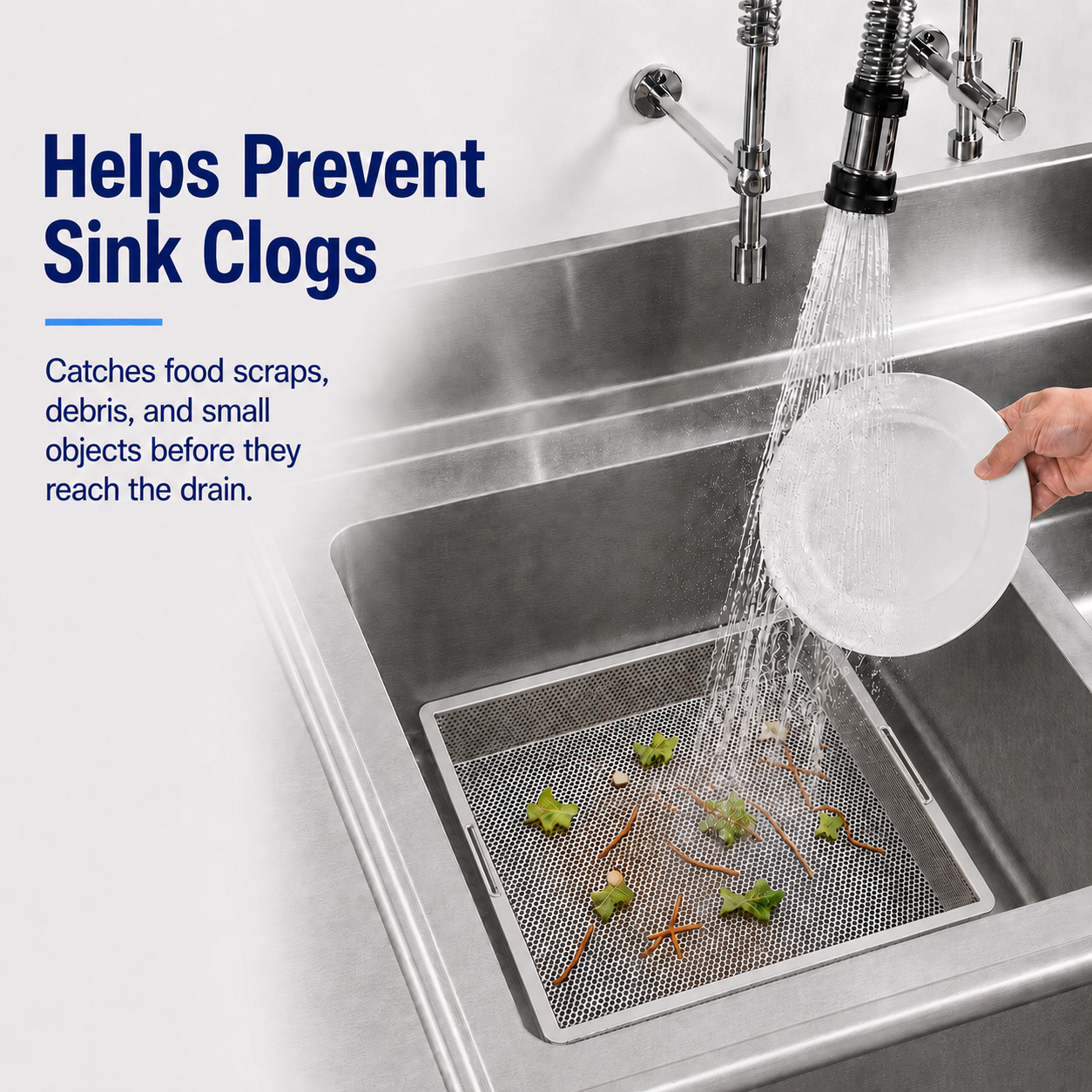 GSW 18 x 18 in Stainless Steel Drop-In Compartment Sink Drain Basket - ETL Certified