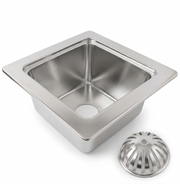 Leyso 12"x12" Type 304 Stainless Steel Floor Sink with Dome Strainer, 6" Deep with 3" Drain for Restaurant, Bar and Commercial