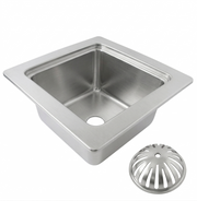 Leyso 12"x12" Type 304 Stainless Steel Floor Sink with Dome Strainer, 6" Deep with 2" Drain for Restaurant, Bar and Commercial