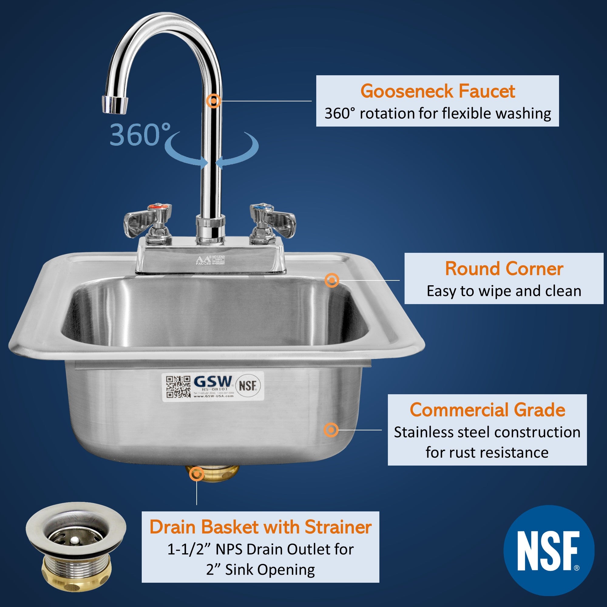 Commercial good grade sink