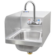 GSW HS-1217S Space Saver 12" x 17" Commercial Stainless Steel Wall Mount Hand Sink with Gooseneck Faucet and Side Splashguards for Restaurants, Kitchens, Garages, Bars