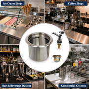 GSW 7" Round Stainless Steel Drop-In Dipper Well Sink with Faucet for Washing Ice Cream or Coffee Spoons