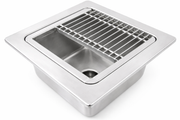 Leyso 12"x12" Type 304 Stainless Steel Floor Sink with 1/2 Top Grate, 6" Deep with 2" Drain for Restaurant, Bar and Commercial
