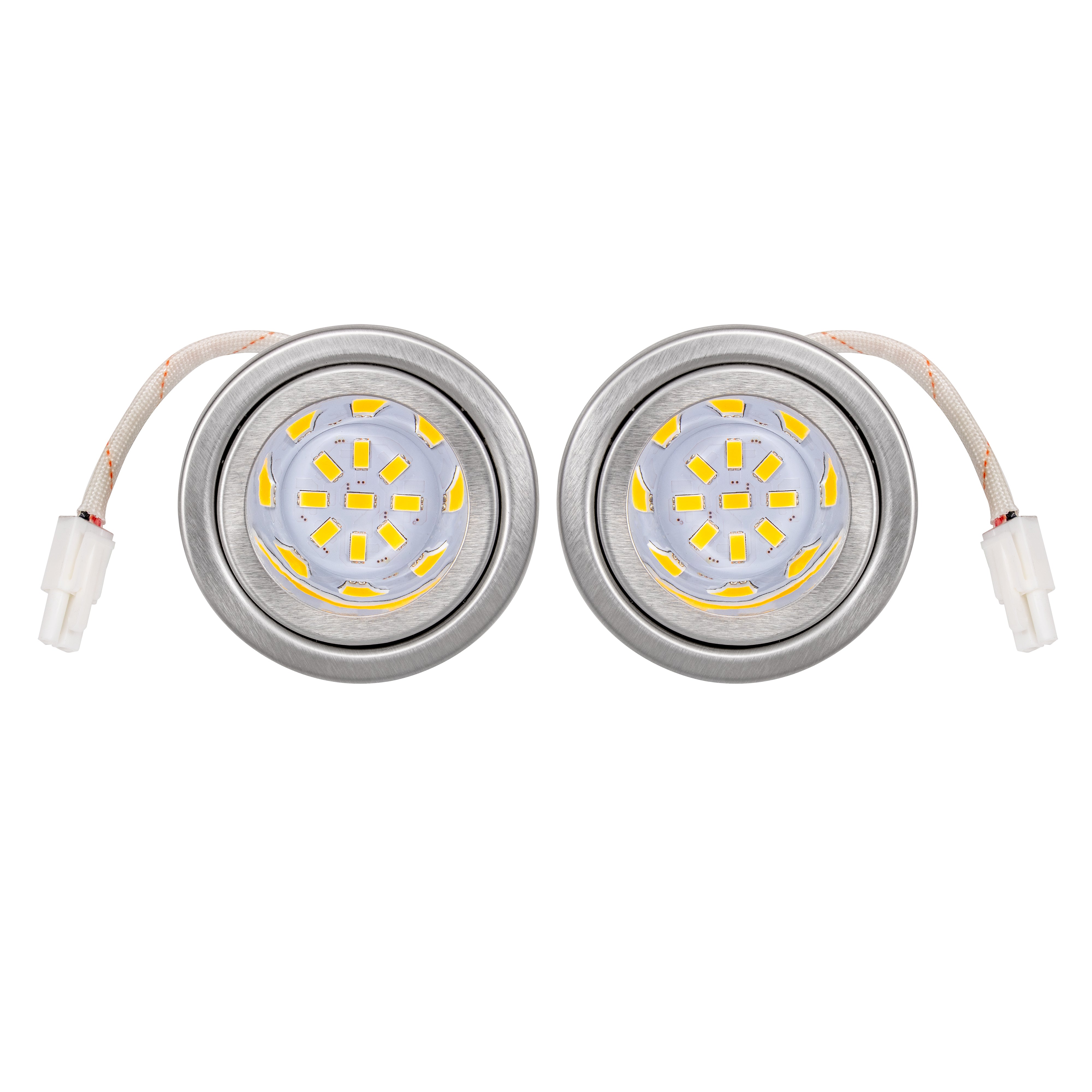 [2-5/8"Folded Edge] ON-E01-14D, 2 Pcs of 2-5/8” WARM 12VDC LED Lights for Range Hoods with Recessed Light Holes