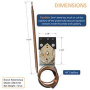 Robertshaw KKB-9-48 PB010036 Bake Broil Thermostat 22A 120-250 VAC Max Temp 606°F for Awoco, Viking and other Gas Range Stoves