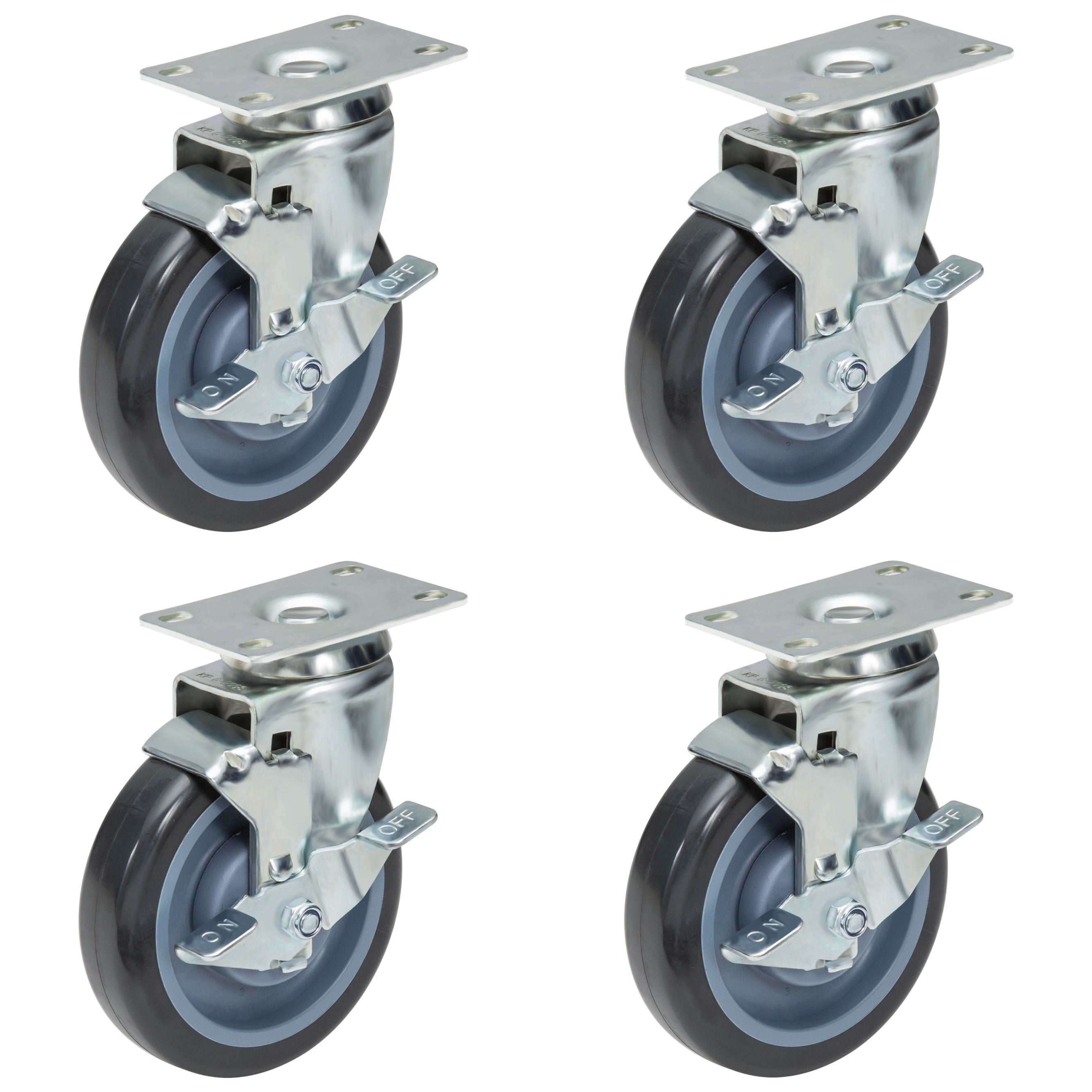 GSW 2" Plate Caster Set of 4, Industrial Casters with Capacity 600 LBs, Heavy Duty Casters - Use for Inventory Carts, Workbench, Platform Cart (Swivel with Brake)