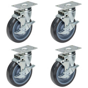 GSW 4" Plate Caster Set of 4, Industrial Casters with Capacity 1320 LBs, Heavy Duty Casters - Use for Inventory Carts, Workbench, Platform Cart (Swivel with Brake)