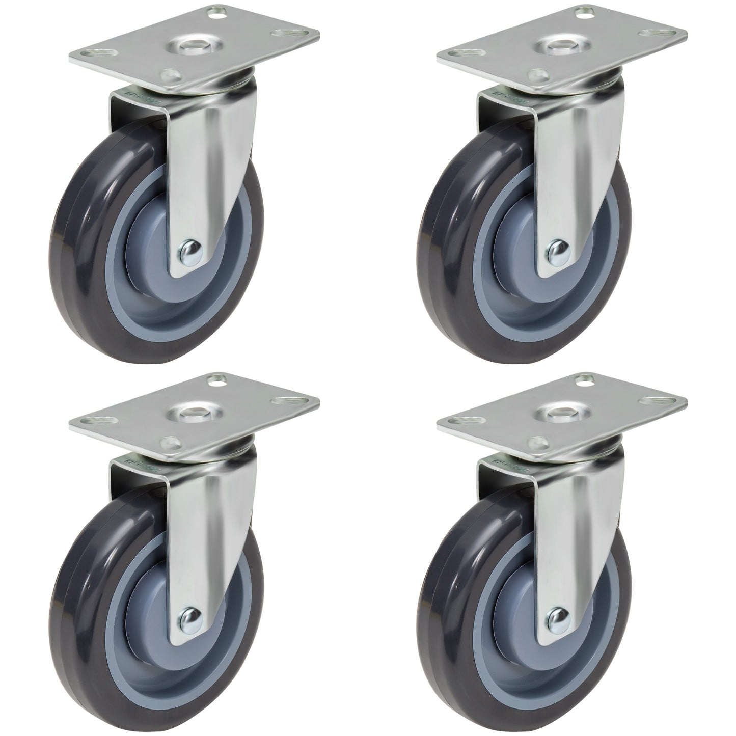 GSW 4" Plate Caster Set of 4, Industrial Casters with Capacity 1320 LBs, Heavy Duty Casters - Use for Inventory Carts, Workbench, Platform Cart (Swivel)