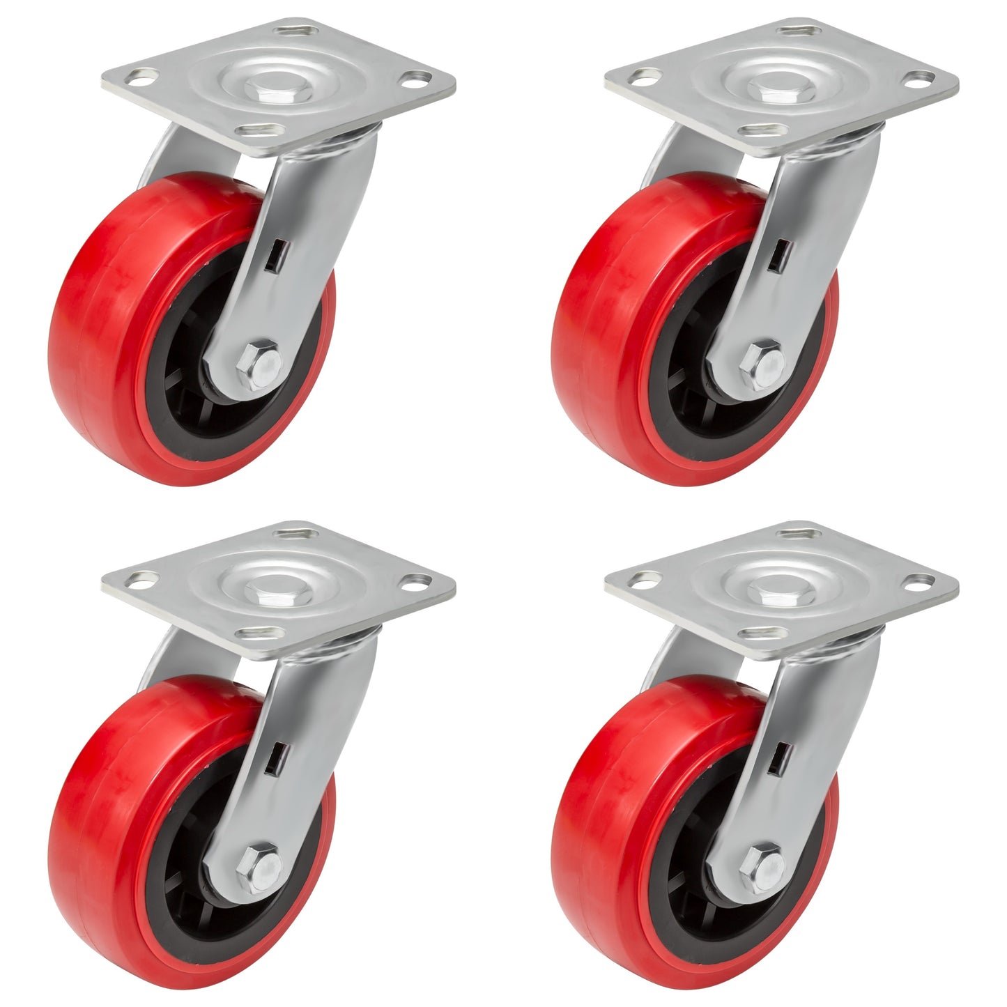 GSW 5" Industrial Casters - Heavy Duty Casters, Set of 4 Plate Casters with Loading Capacity of 2400 Lbs, Use for Heavy Equipment, Carts, and Workbench (4 Swivels)