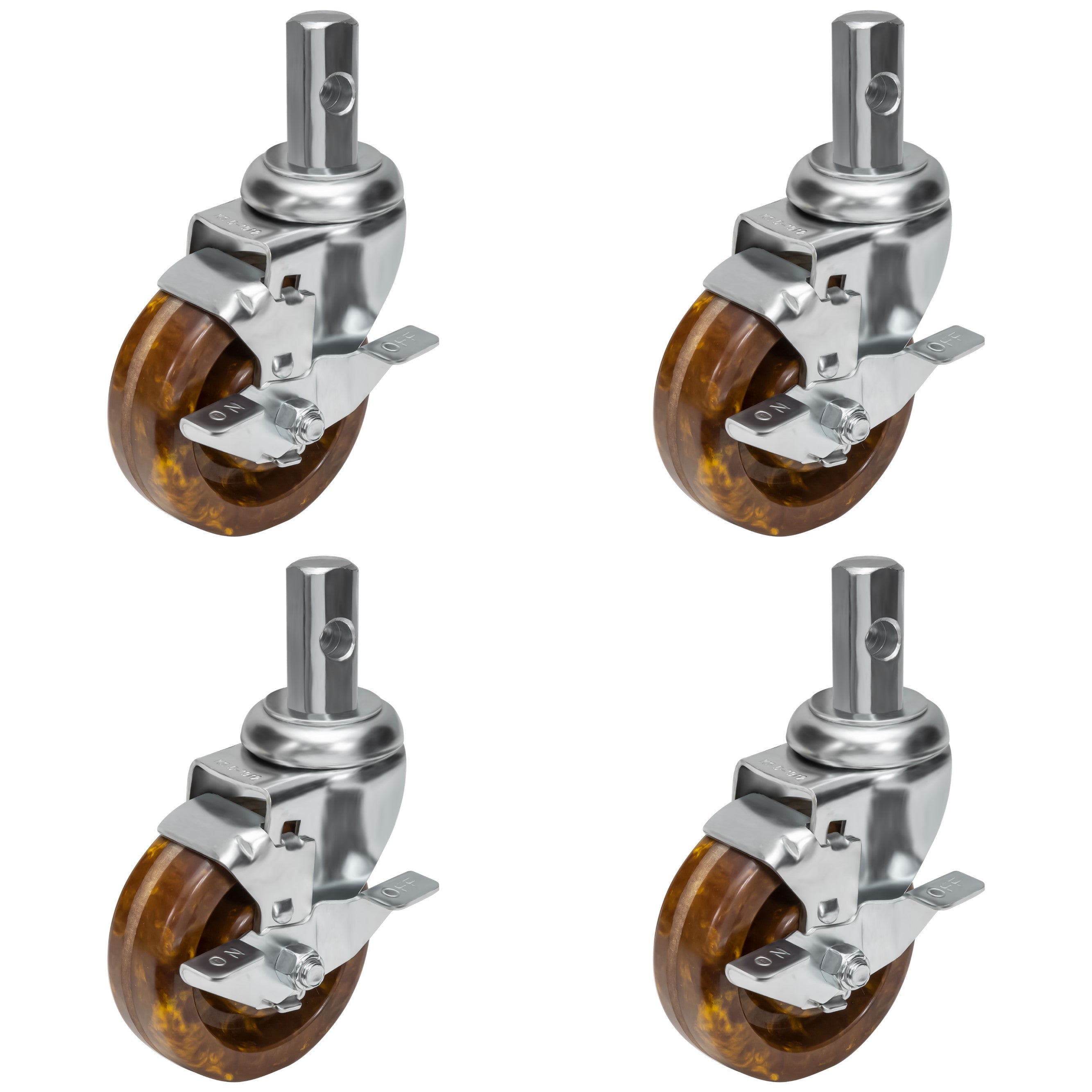 GSW 4" High-Temperature Oven Rack Casters - Square Stem Casters - Set of 4 Phenolic Casters with 1200 Lbs Loading Capacity for Pan Racks (Swivel with Brake)