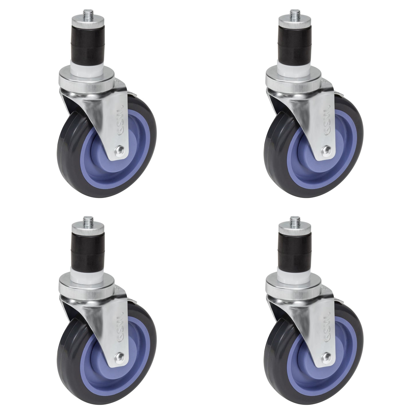 GSW 3" Heavy Duty Casters Wheels with Expanding Stem - Loading Capacity: 1160 lbs. Use for Worktables and Equipment Stands (Swivel)