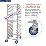 GSW 5" Caster Wheels, Polyurethane Stem Casters - Heavy Duty Set of 4 for Food Storage Racks, GSW Pan Racks.