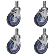 GSW 5" Caster Wheels, Polyurethane Stem Casters - Heavy Duty Set of 4 for Food Storage Racks, GSW Pan Racks.