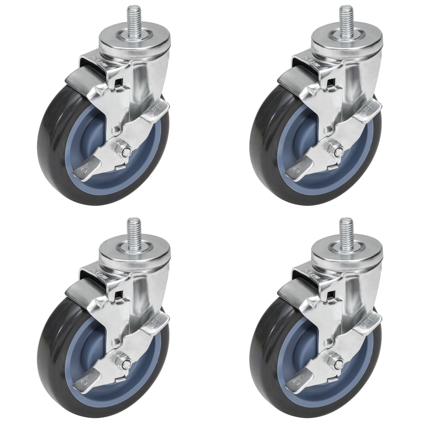 GSW 3" Caster Replacement Cart Wheels, Polyurethane Stem Casters Set of 4 for GSW Cart (C-SCE), Platform Cart, Industrial Cart with Loading Capacity of 1160 Lbs (Swivel with Brake)