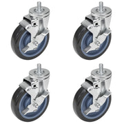 GSW 3" Caster Replacement Cart Wheels, Polyurethane Stem Casters Set of 4 for GSW Cart (C-SCE), Platform Cart, Industrial Cart with Loading Capacity of 1160 Lbs (Swivel with Brake)