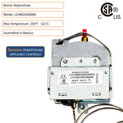 Robertshaw LCHBC0240000 High Limit Electric Cooking Control, Temp 250 °F, 24" Capillary Length, Manual Reset