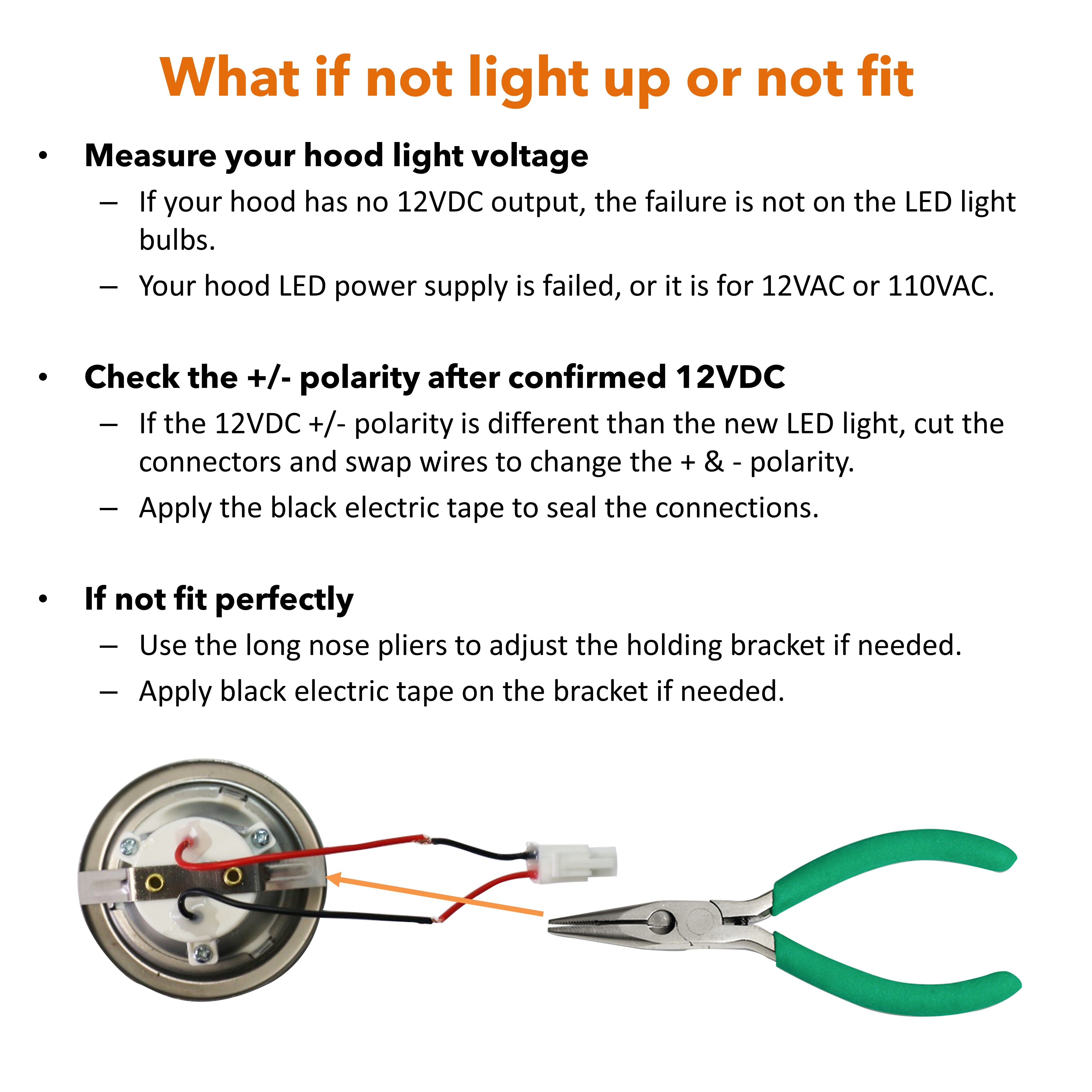 [2-3/4" Flat Edge] 2 Pcs of 12VDC LED Lights for 2023 Awoco RH-C06, RH-R06 and RH-SP06/08 Range Hoods